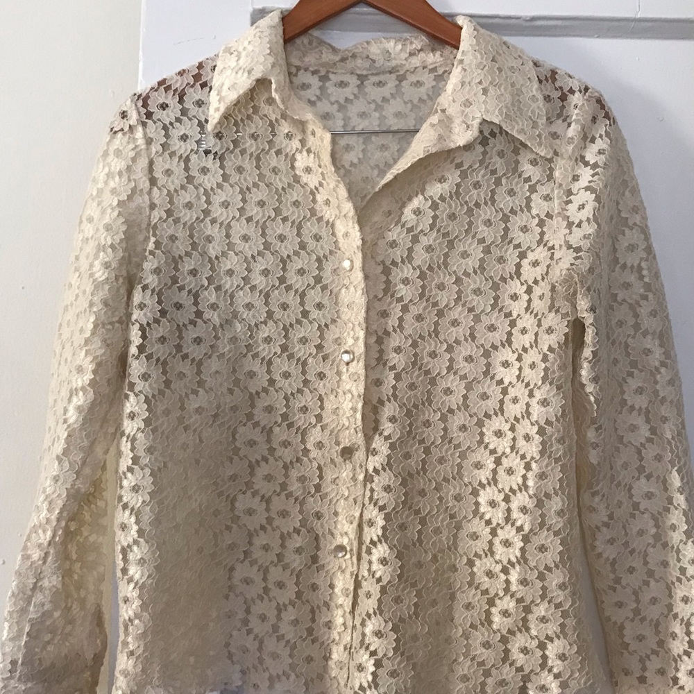 Lace button down shirt.